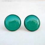 Teal Earring Studs, Green Stud Earrings, Small Earrings Handmade By Jugosa