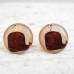 Whale Earrings Brown Beige..