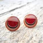 Watermelon earrings studs, Small ear posts, Gift For Her Under USD 15 20 