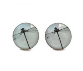 Dragonfly Ear Stud Earrings,Mint Cream Small Ear Posts, Gift for Her Under