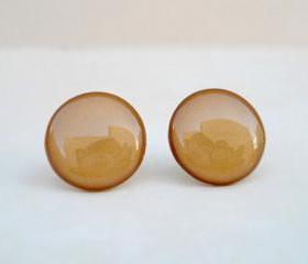 Chocolate Brown Earring Studs, Stud Earrings Copper, Small Earrings Handmade By Jugosa