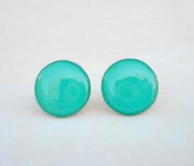 Turquoise Earring Studs, Turquoise stud earring, Monochrome Earrings, Solid Posts, Summer Spring Wedding Earrings