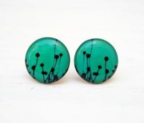 Teal Dandelion stud earrings,Woodland, Back to school