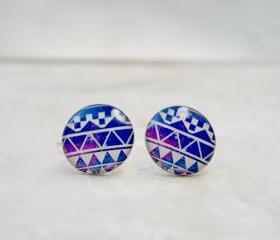 NEW Galaxy Earrings, Boho Geometric Ear Studs, in Blue Purple